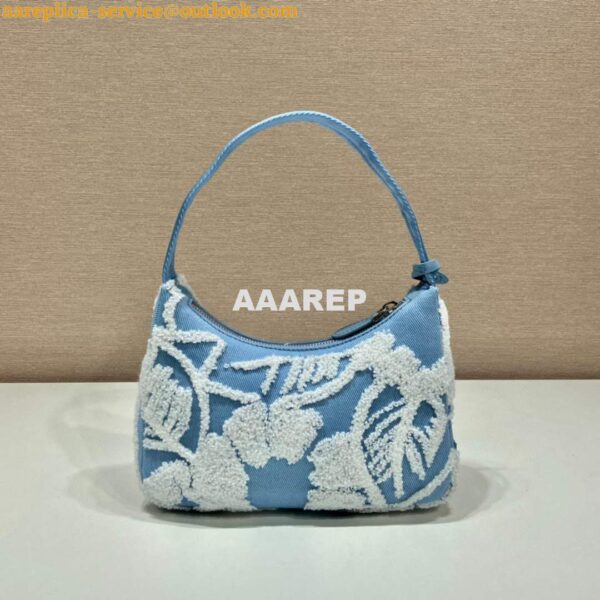 Replica Prada 1NE515 Re-Edition 2000 embroidered drill mini bag blue white 5