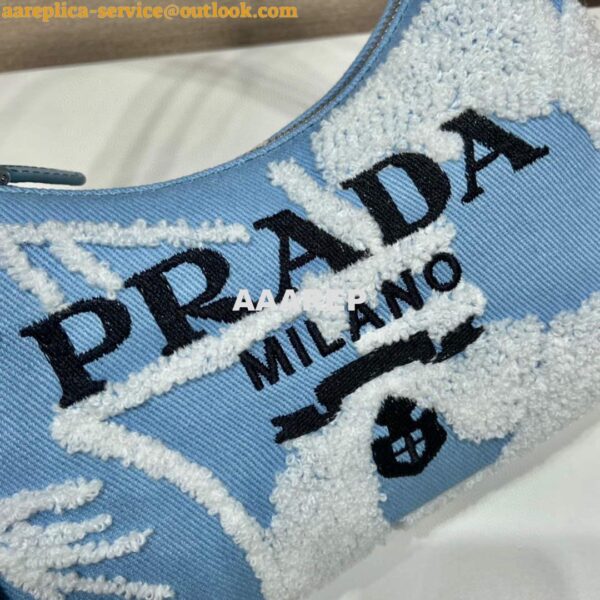 Replica Prada 1NE515 Re-Edition 2000 embroidered drill mini bag blue white 6