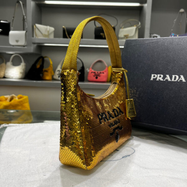 Replica Prada 1NE515 Re-Edition 2000 sequined Re-Nylon mini-bag Gold 3