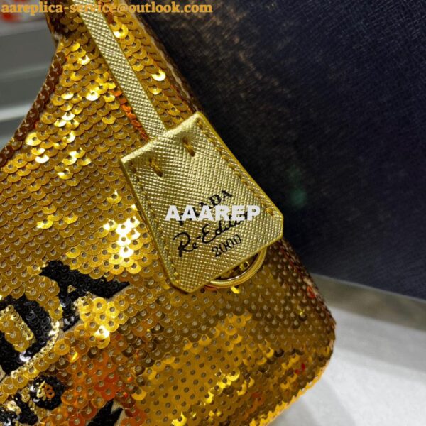 Replica Prada 1NE515 Re-Edition 2000 sequined Re-Nylon mini-bag Gold 5