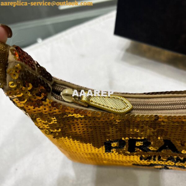 Replica Prada 1NE515 Re-Edition 2000 sequined Re-Nylon mini-bag Gold 6