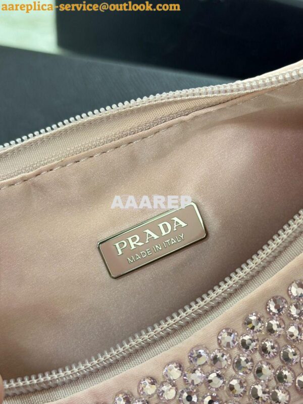 Replica Prada Satin Mini-Bag with Artificial Crystals 1NE515 Alabaster 13