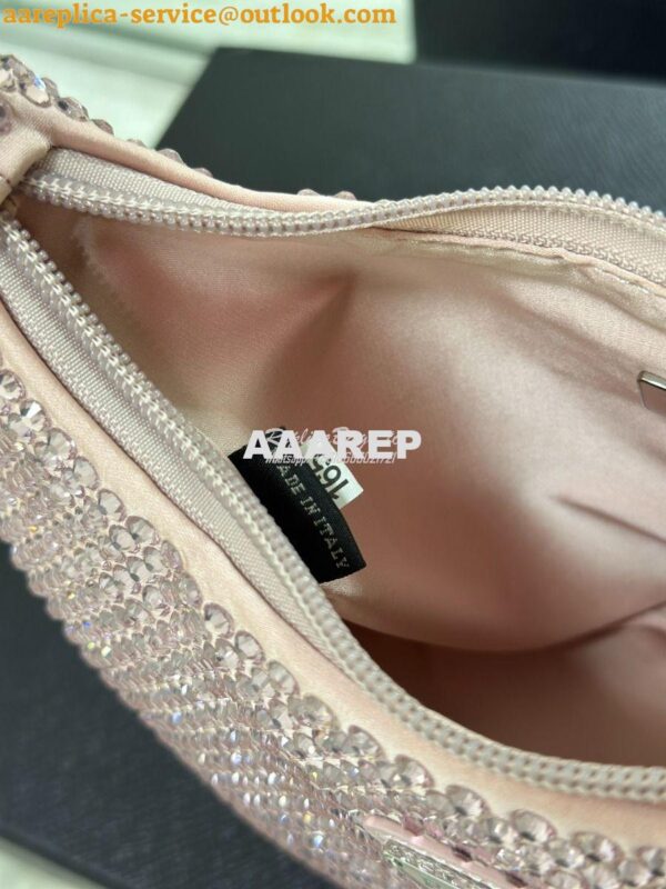 Replica Prada Satin Mini-Bag with Artificial Crystals 1NE515 Alabaster 14