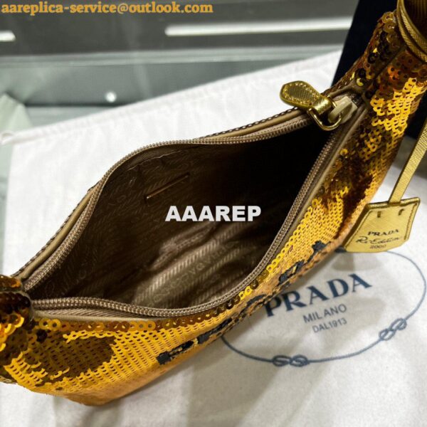 Replica Prada 1NE515 Re-Edition 2000 sequined Re-Nylon mini-bag Gold 9