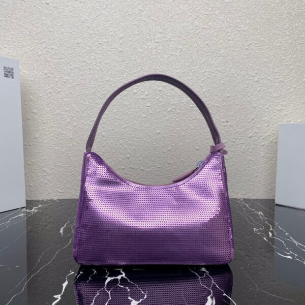 Replica Prada 1NE515 Re-Edition 2000 sequined Re-Nylon mini-bag Purple 3