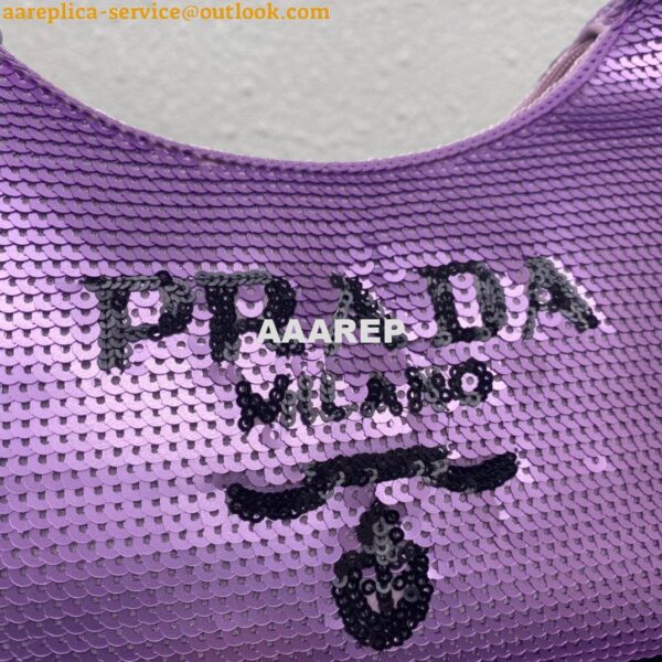 Replica Prada 1NE515 Re-Edition 2000 sequined Re-Nylon mini-bag Purple 6