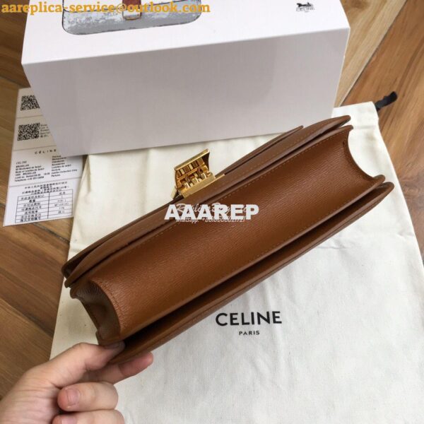 Replica Celine Classic Box Bag in Calfskin with Cork Effect Brown 8