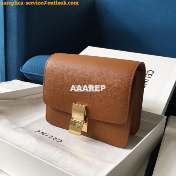 Replica Celine Classic Box Bag in Calfskin with Cork Effect Brown 11