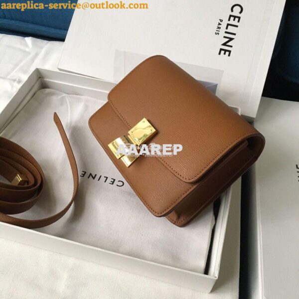 Replica Celine Classic Box Bag in Calfskin with Cork Effect Brown 12