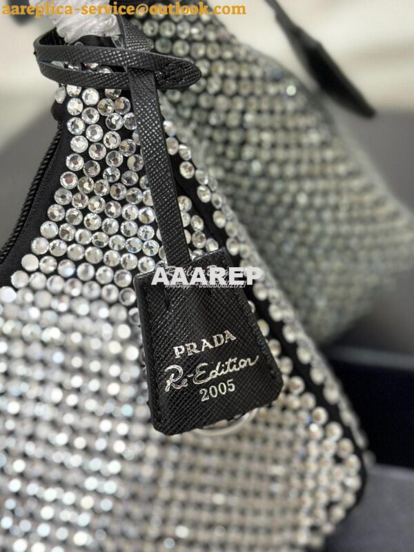 Replica Prada Satin Mini-Bag with Artificial Crystals 1NE515 Black 9