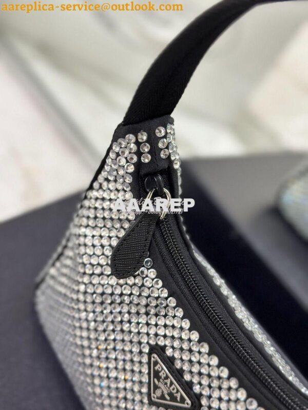 Replica Prada Satin Mini-Bag with Artificial Crystals 1NE515 Black 10