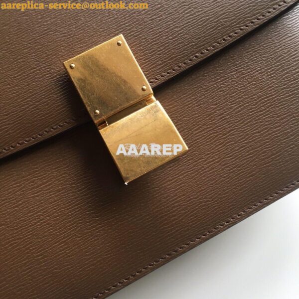 Replica Celine Classic Box Bag in Calfskin with Cork Effect Camel 5