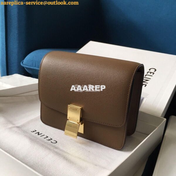 Replica Celine Classic Box Bag in Calfskin with Cork Effect Camel 10