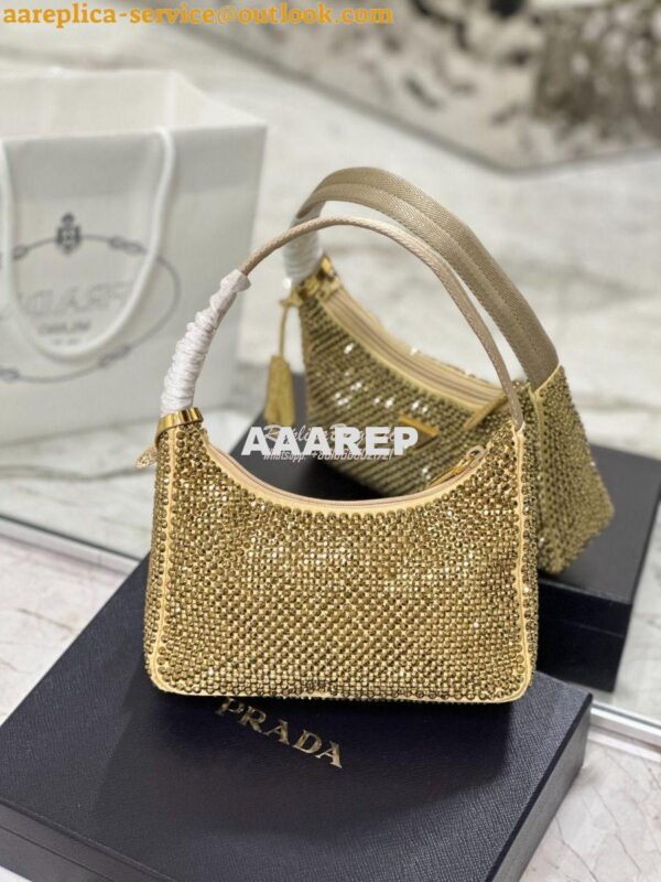 Replica Prada Satin Mini-Bag with Artificial Crystals 1NE515 Platinum 14