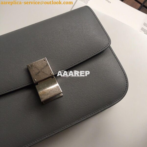 Replica Celine Classic Box Bag in Calfskin with Cork Effect Grey 11