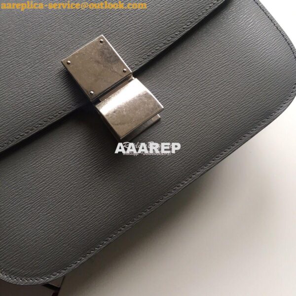 Replica Celine Classic Box Bag in Calfskin with Cork Effect Grey 12