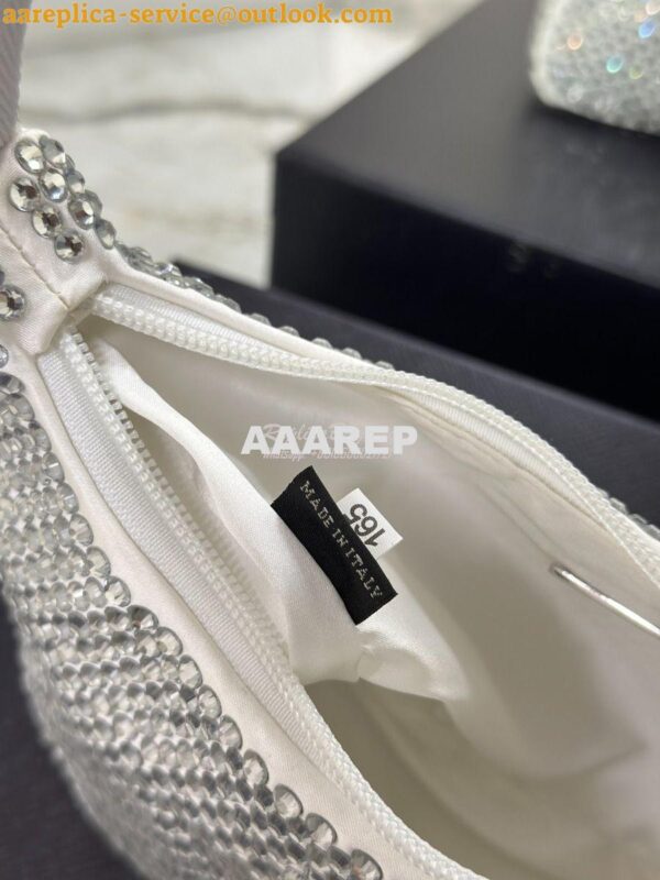 Replica Prada Satin Mini-Bag with Artificial Crystals 1NE515 White 13