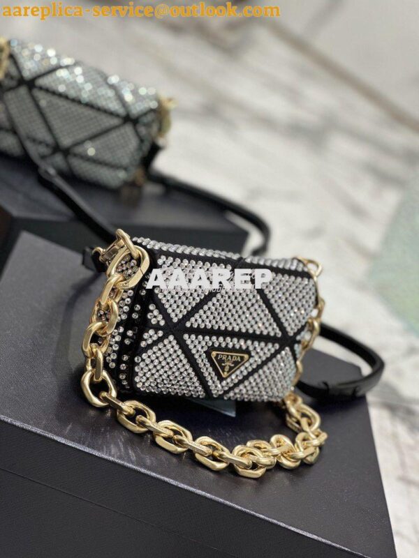 Replica Prada Satin Mini-bag With Crystals 1BD329 Metal 6