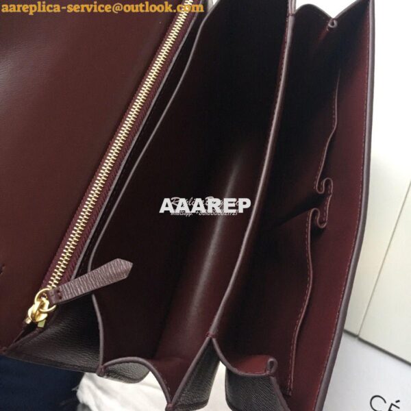 Replica Celine Classic Box Bag in Calfskin with Cork Effect Maroon 9