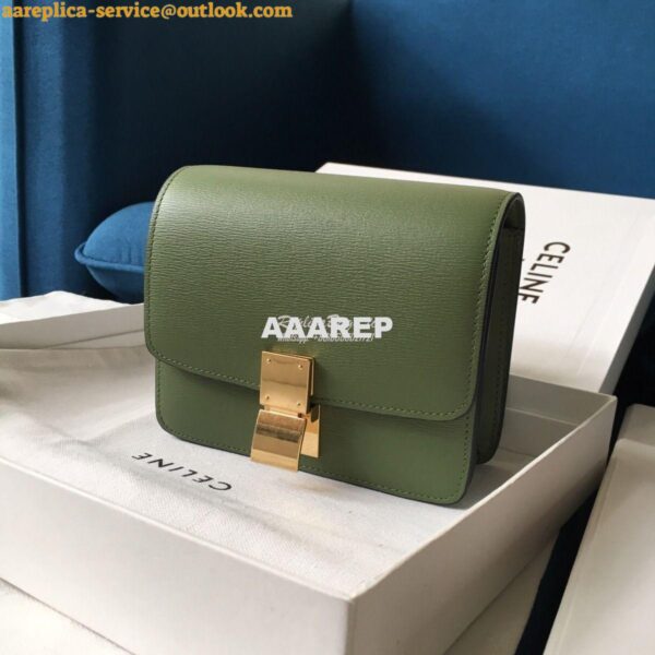 Replica Celine Classic Box Bag in Calfskin with Cork Effect Matcha 3