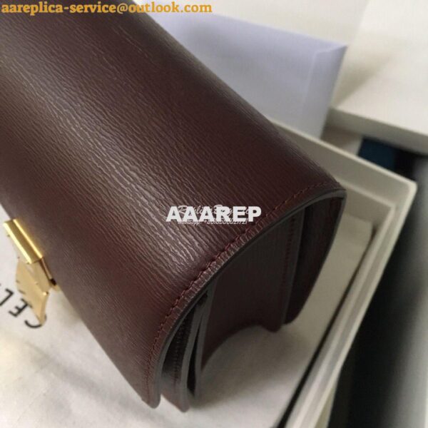 Replica Celine Classic Box Bag in Calfskin with Cork Effect Maroon 15