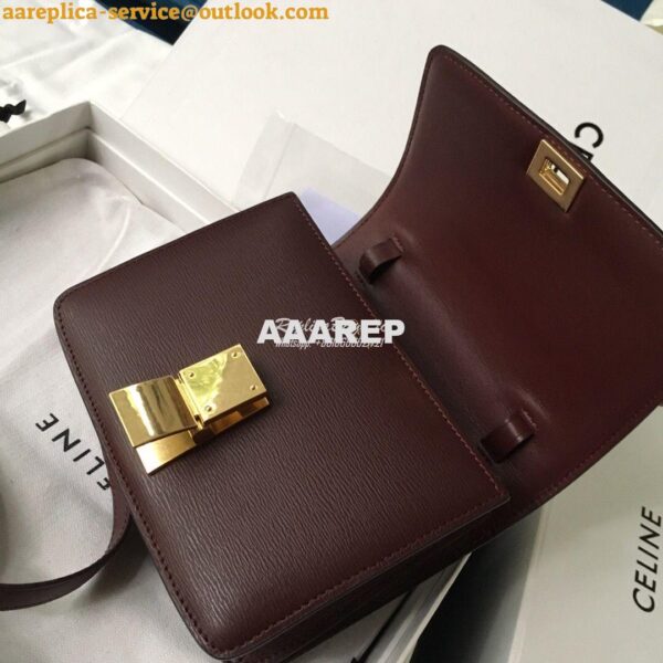 Replica Celine Classic Box Bag in Calfskin with Cork Effect Maroon 16