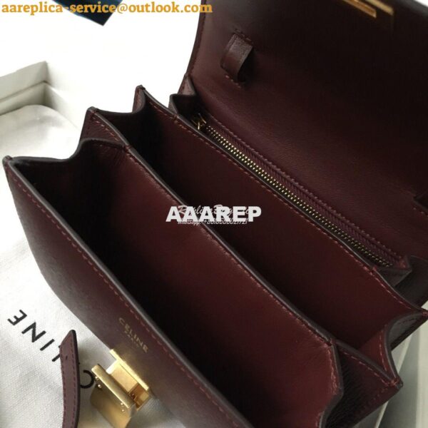 Replica Celine Classic Box Bag in Calfskin with Cork Effect Maroon 18