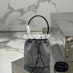 Replica Prada Satin mini-bag with crystals 1BE067 Black