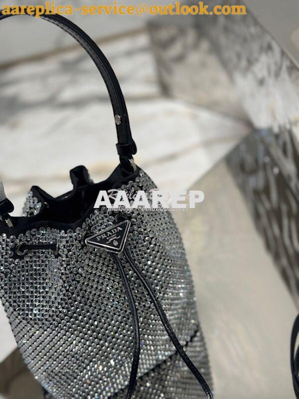 Replica Prada Satin mini-bag with crystals 1BE067 Black 5