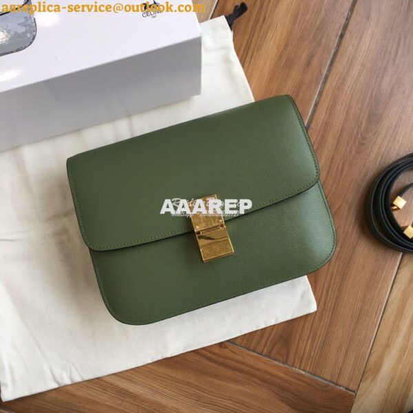 Replica Celine Classic Box Bag in Calfskin with Cork Effect Matcha 13