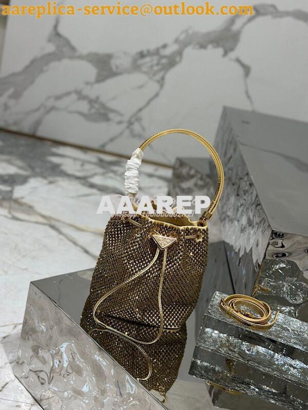 Replica Prada Satin mini-bag with crystals 1BE067 Platinum 5