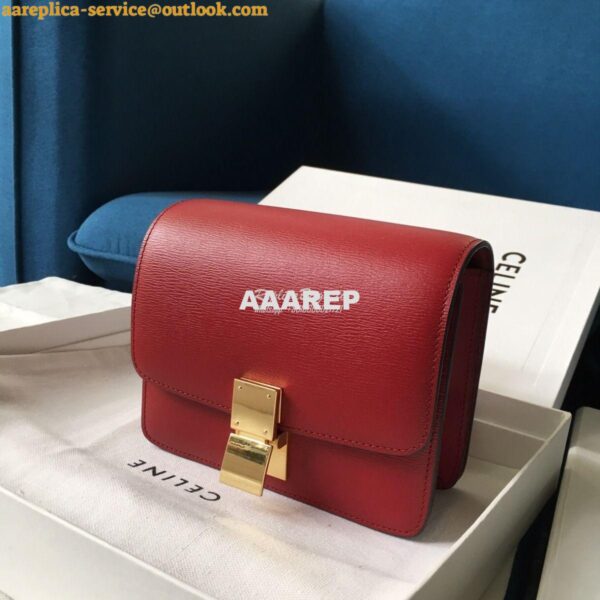 Replica Celine Classic Box Bag in Calfskin with Cork Effect Red 3