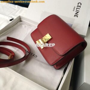 Replica Celine Classic Box Bag in Calfskin with Cork Effect Red 2