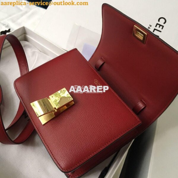 Replica Celine Classic Box Bag in Calfskin with Cork Effect Red 5