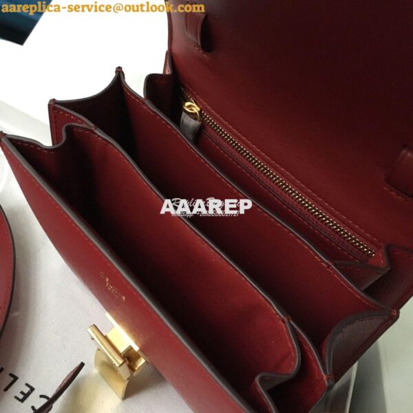 Replica Celine Classic Box Bag in Calfskin with Cork Effect Red 7