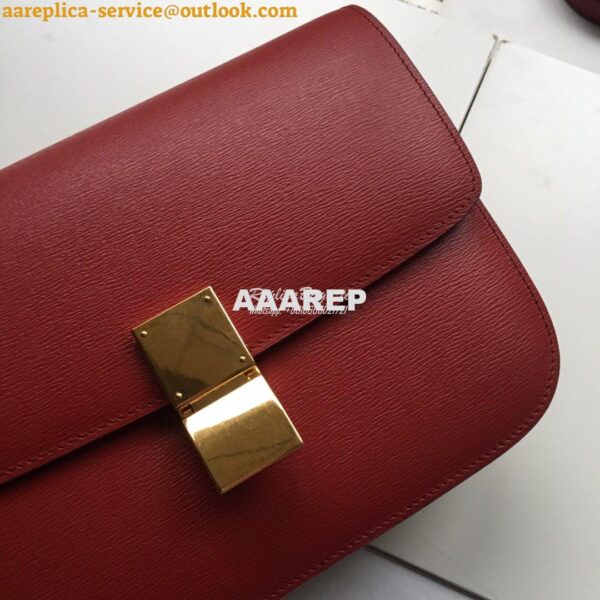 Replica Celine Classic Box Bag in Calfskin with Cork Effect Red 9