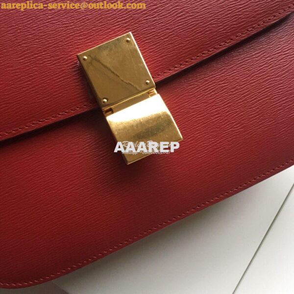 Replica Celine Classic Box Bag in Calfskin with Cork Effect Red 10