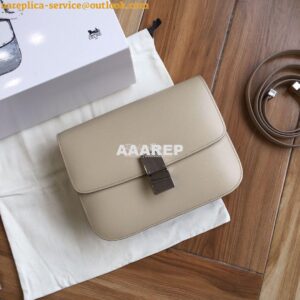 Replica Celine Classic Box Bag in Calfskin with Cork Effect White