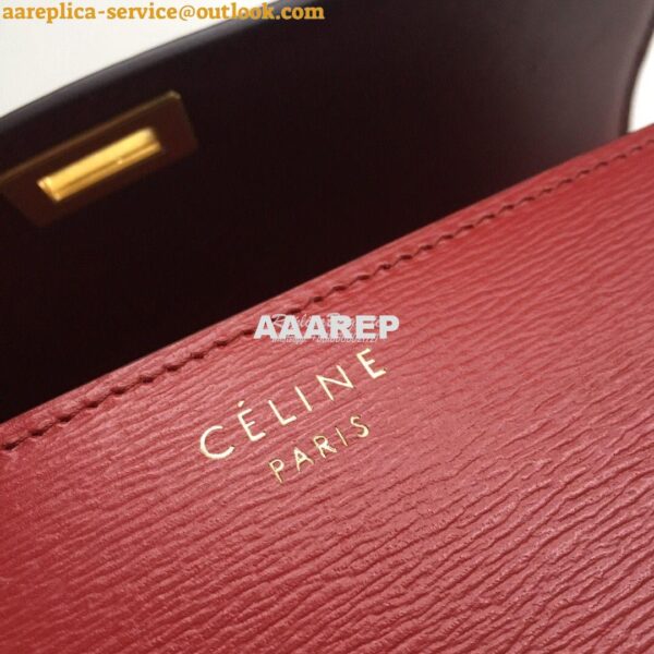 Replica Celine Classic Box Bag in Calfskin with Cork Effect Red 14