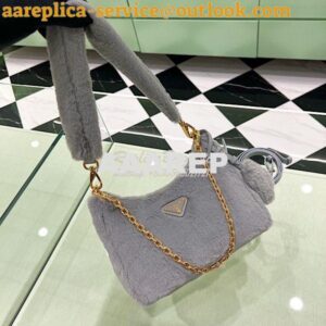 Replica Prada Shearling mini-bag 1BC204 Cornflower