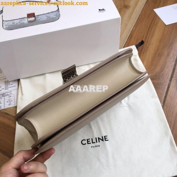 Replica Celine Classic Box Bag in Calfskin with Cork Effect White 8