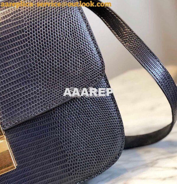 Replica Celine Classic Box Bag in Lizard Leather Dark Grey 4