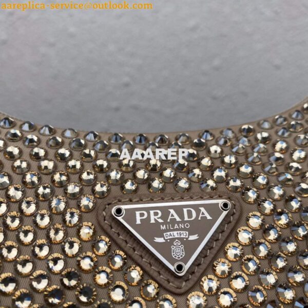 Replica Prada 1NE515 Satin mini-bag with artificial crystals apricot 6