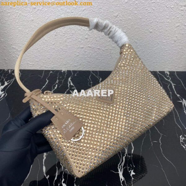 Replica Prada 1NE515 Satin mini-bag with artificial crystals apricot 8