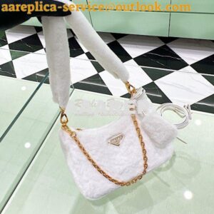 Replica Prada Shearling mini-bag 1BC204 White