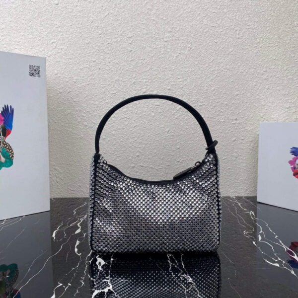 Replica Prada 1NE515 Satin mini-bag with artificial crystals Black 3