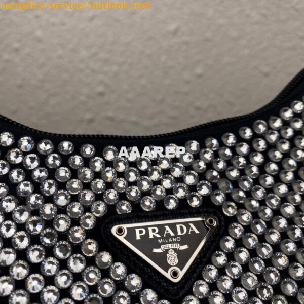 Replica Prada 1NE515 Satin mini-bag with artificial crystals Black 6