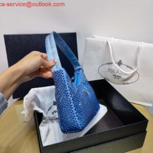 Replica Prada 1NE515 Satin mini-bag with artificial crystals Blue 2