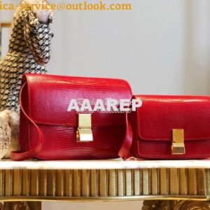 Replica Celine Classic Box Bag in Lizard Leather Red