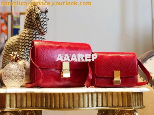 Replica Celine Classic Box Bag in Lizard Leather Red 3